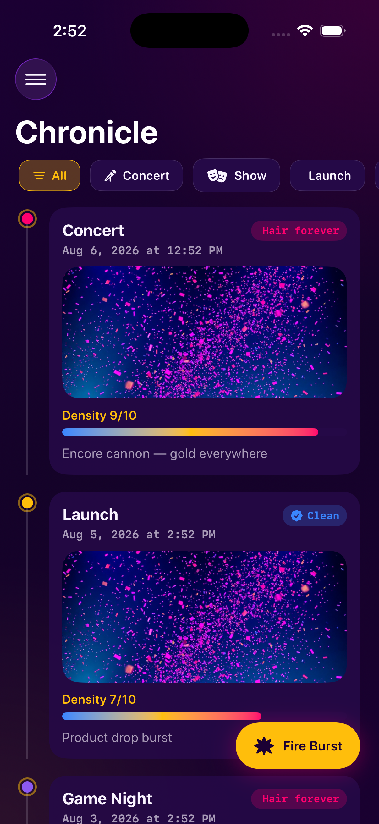 Chronicle feed with empty state